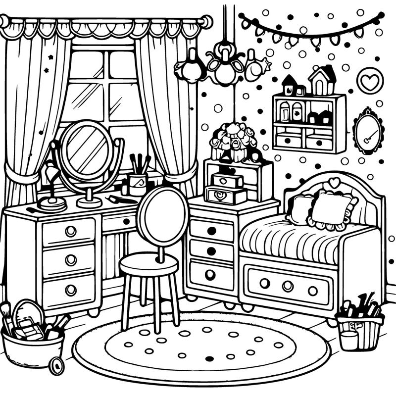 girly bedroom for teenager with vanity