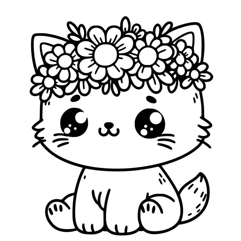 cute cat with a flower crown
