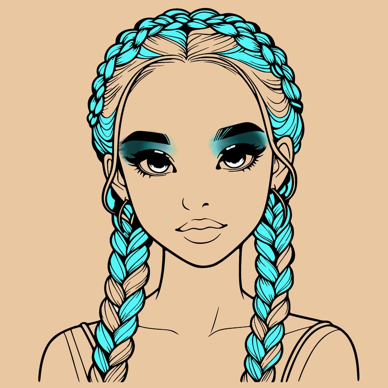 realistic girl with braids