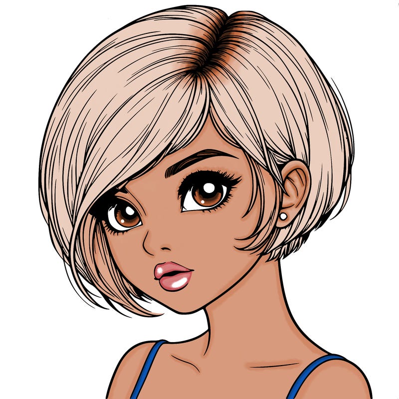 realistic girl with really short hair
