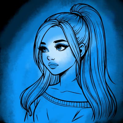 realistic girl with a high ponytail