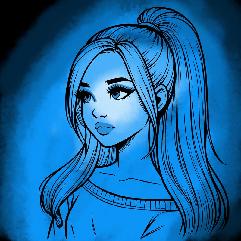 realistic girl with a high ponytail