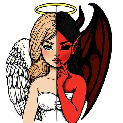 realistic angel half demon