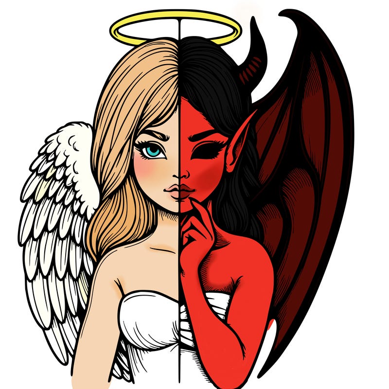 realistic angel half demon