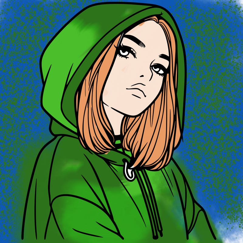 a realistic girl in a hoodie