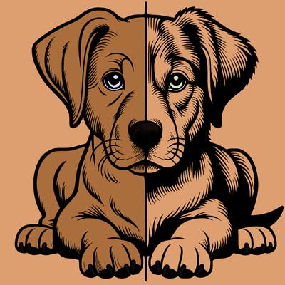 realistic dog split picture