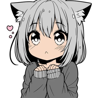 shy anime catgirl
