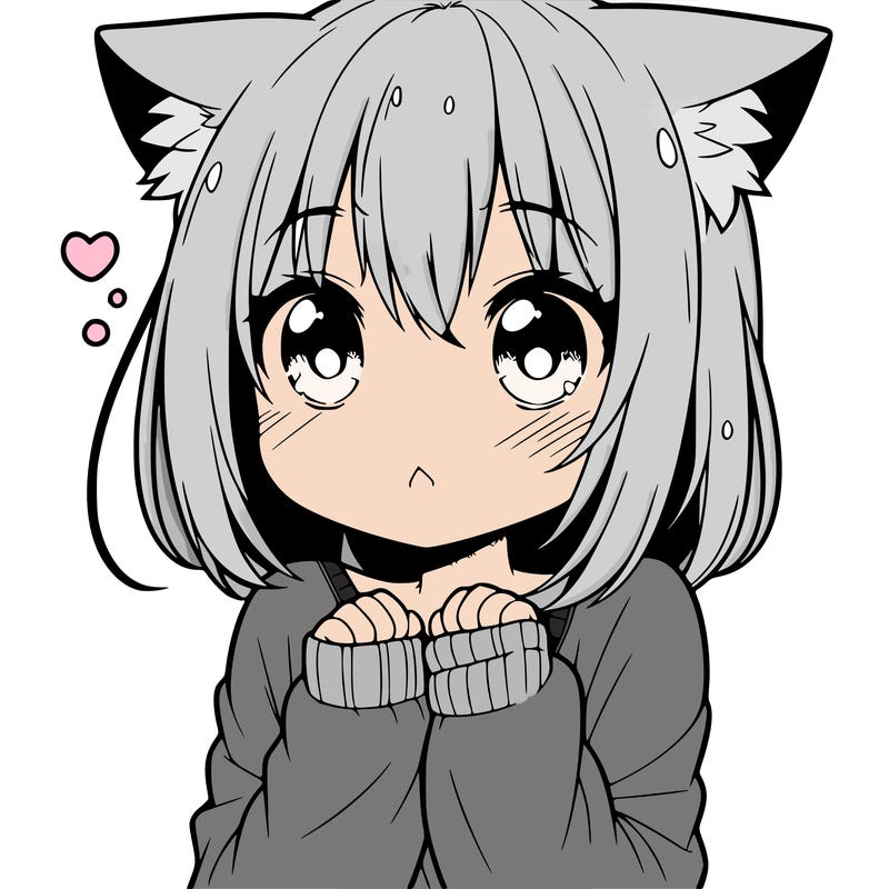 shy anime catgirl