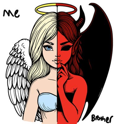 realistic angel half demon