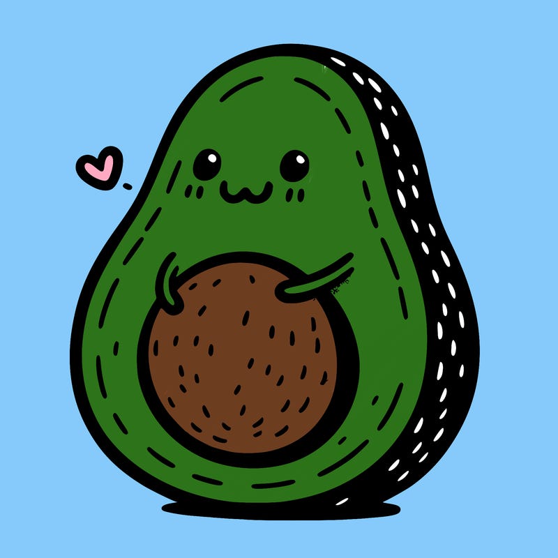 an avocado hugging an avocado