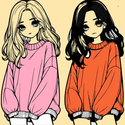 realistic girl with baggy sweater