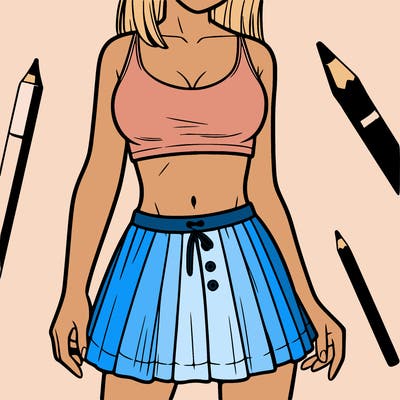 a woman wearing croptop and skirt