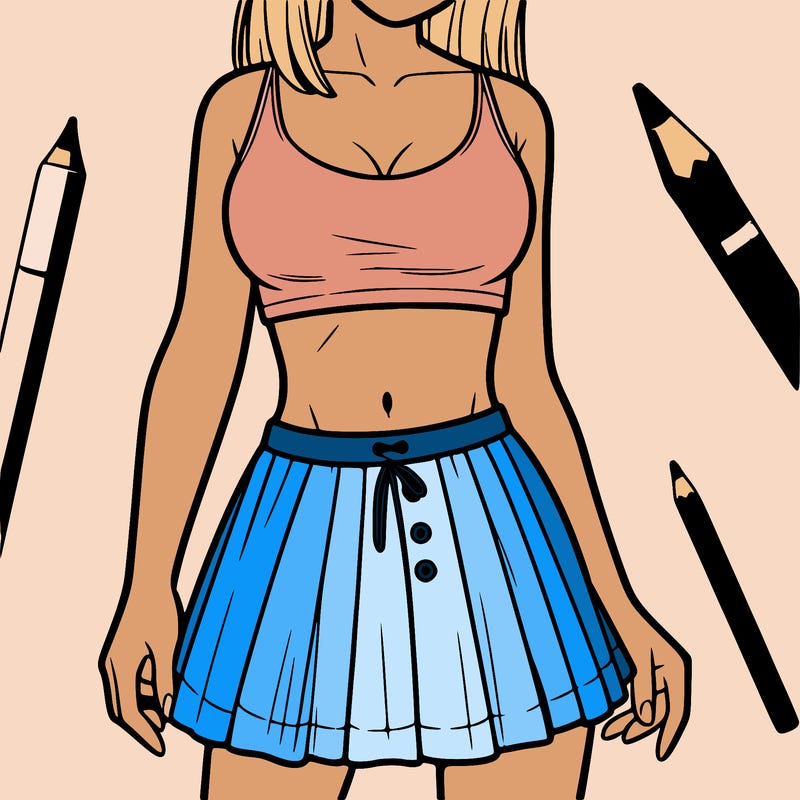 a woman wearing croptop and skirt