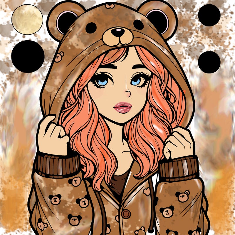 realistic girl in a animal pjs hoodie