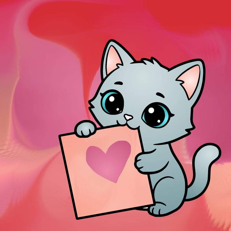 a small cat with a blank sheet of paper in its hand. the cat is sooooooo cute!