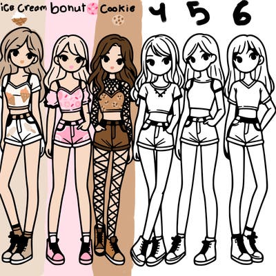 a group of girls wearing crop tops and shorts