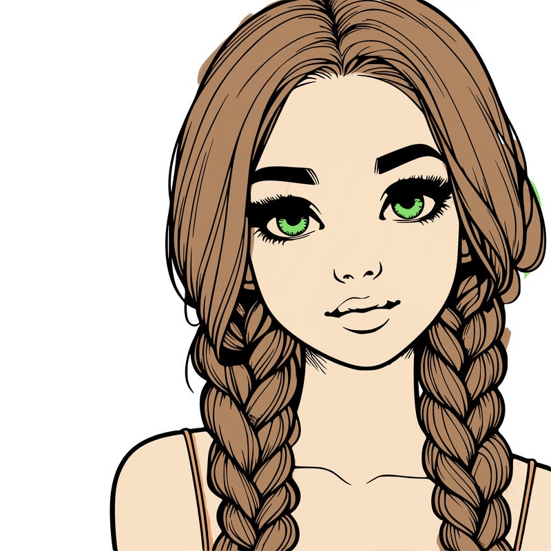 realistic girl with braids