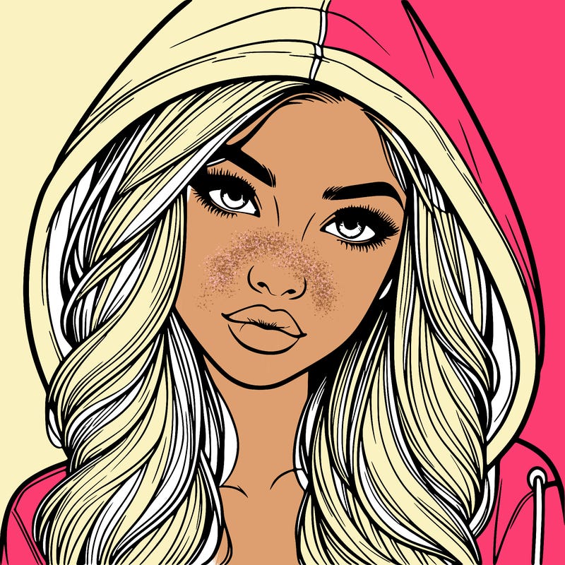 realistic beautiful girl with a hood on