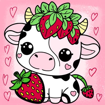cute strawberry cow