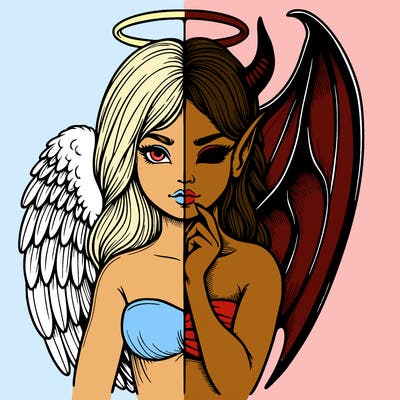 realistic angel half demon