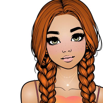 realistic girl with braids