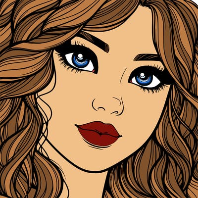 beautiful realistic girl close up to the camera with wavy hair,