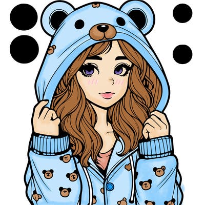 realistic girl in a animal pjs hoodie