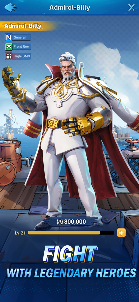 Rise of Arks: Survival Game - Admiral Billy legendary hero character profile in Rise of Arks Survival Game