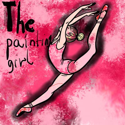 gymnast doing a leap in a leotard with a bent back leg