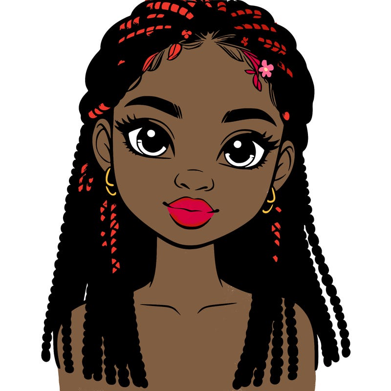 a realistic black girl with braids