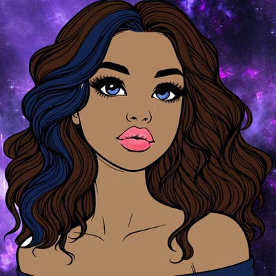 realistic girl with wavy hair and lips