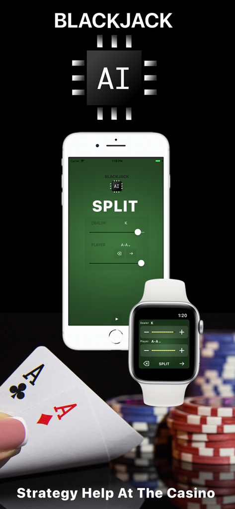 ブラックジャックAI戦略アドバイス iPhoneとApple Watch カジノプレイ用