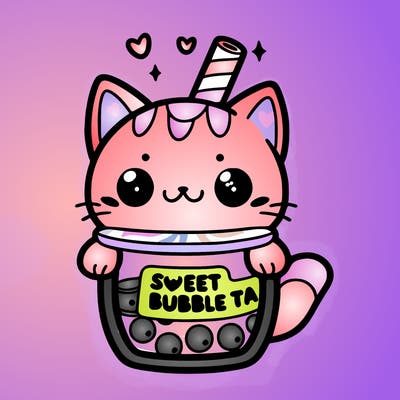 cat sweet buble tea