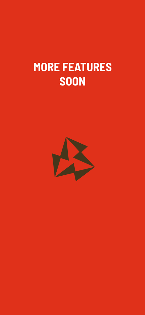 Raidboi-1129: Rust Calculator - Tela do aplicativo exibindo o texto Mais Recursos em Breve em um fundo vermelho