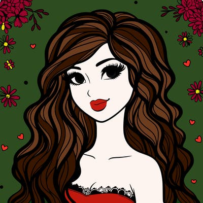 pretty woman with long wavy hair