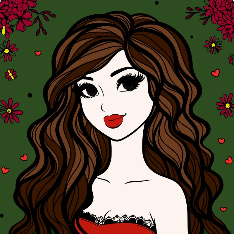 pretty woman with long wavy hair