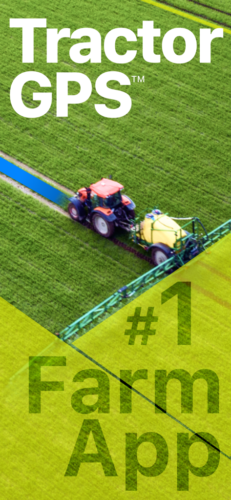 Vista aérea de um trator usando orientação GPS de campo para pulverizar culturas