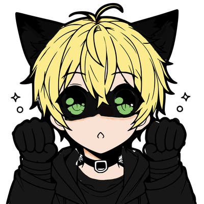 a cute anime boy with cat ears