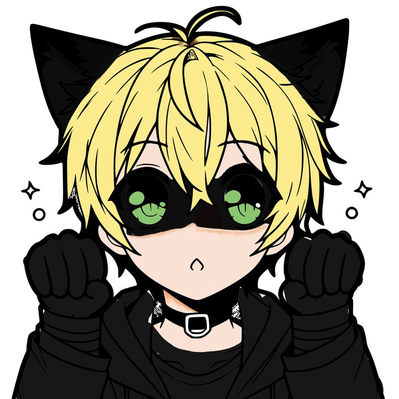 a cute anime boy with cat ears