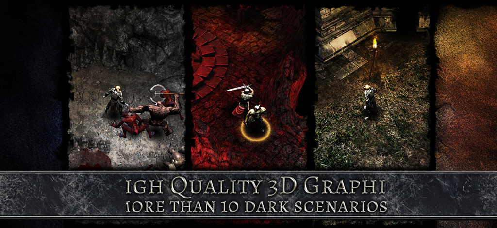 AnimA ARPG (Action RPG) - AnimA ARPGのゲームプレイ画面のコラージュ。高品質な3Dグラフィックスと様々なダークファンタジー環境を表示