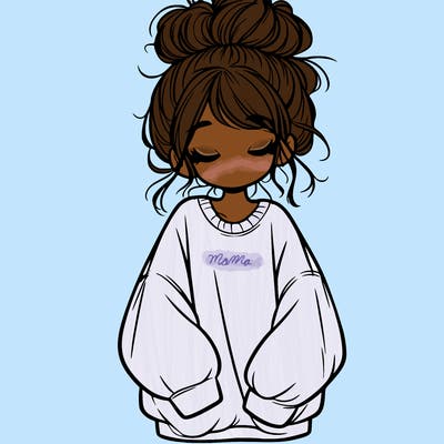 girl with baggy sweatshirt and messy bun