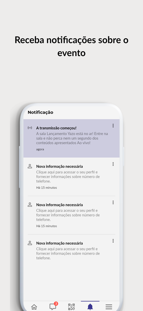 Interfaccia di notifica dell'evento per l'app Connected Smart Cities che mostra avvisi broadcast in tempo reale e aggiornamenti del profilo