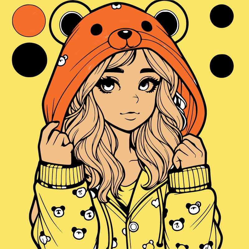 realistic girl in a animal pjs hoodie