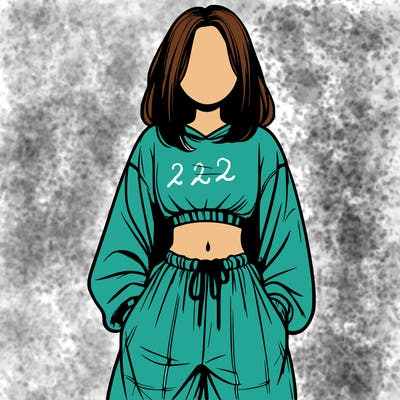realistic girl faceless with baggy pants and a crop top