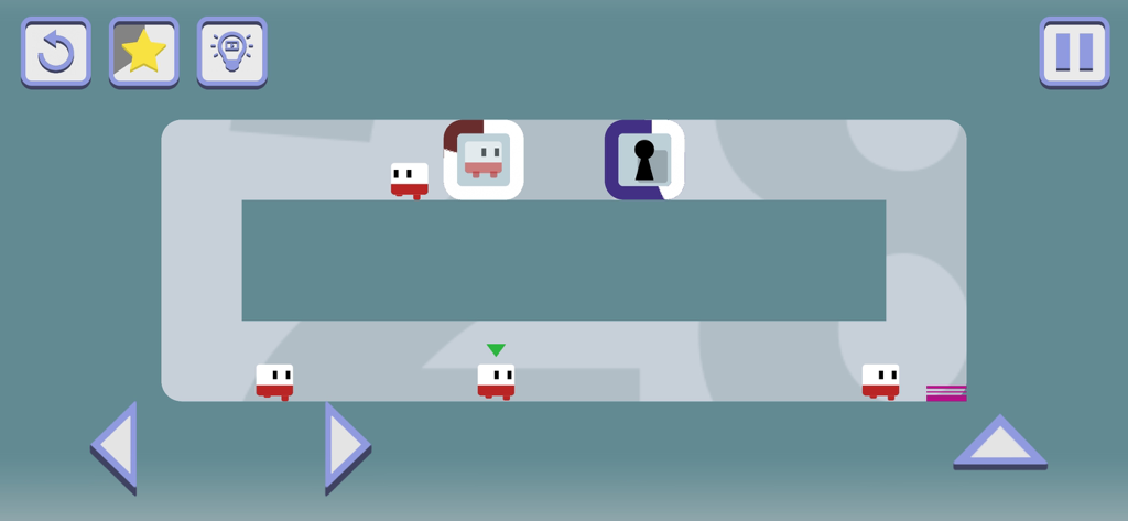 Un nivel de puzzle lógico minimalista en el juego Looper con clones que copian los movimientos del jugador.