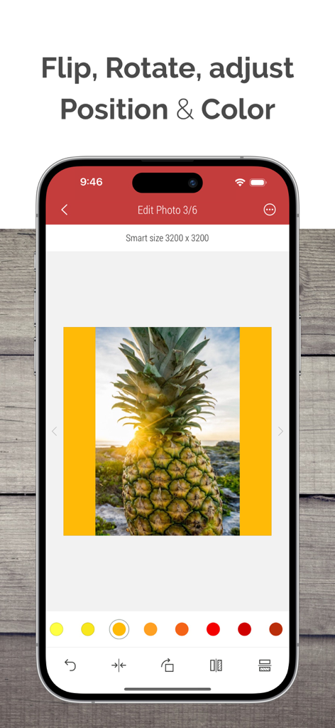 Desqueeze - Batch Resizer - Desqueeze app screen showing photo editing tools for flipping rotating and adjusting colors