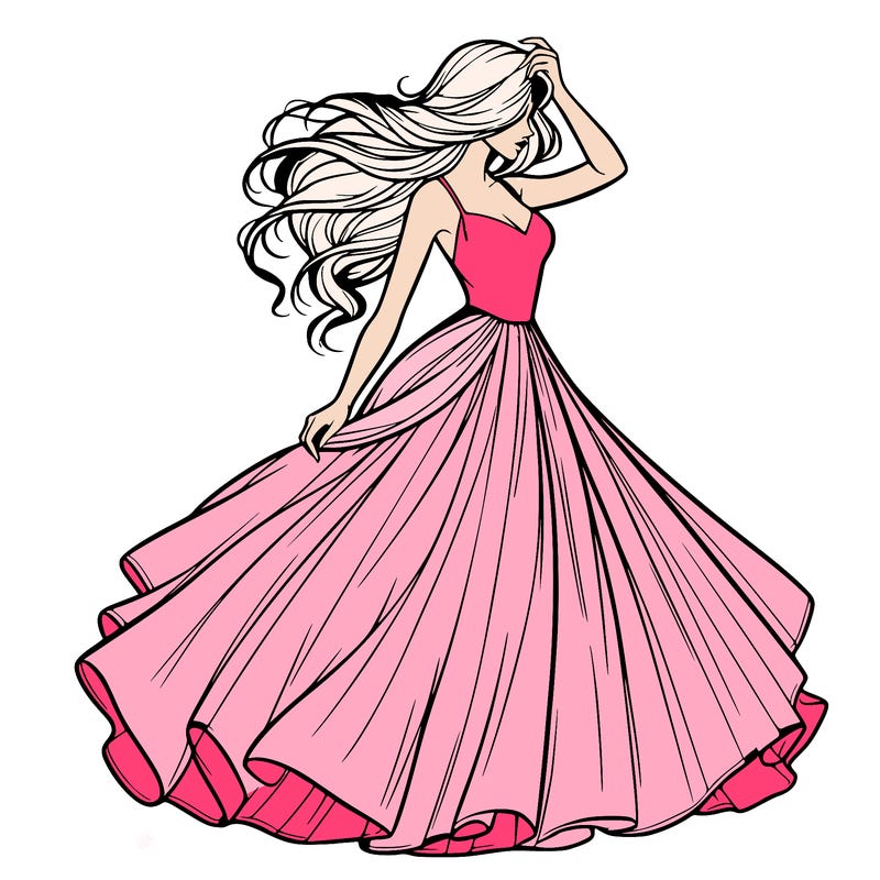 realistic woman with dress flowing in the wind