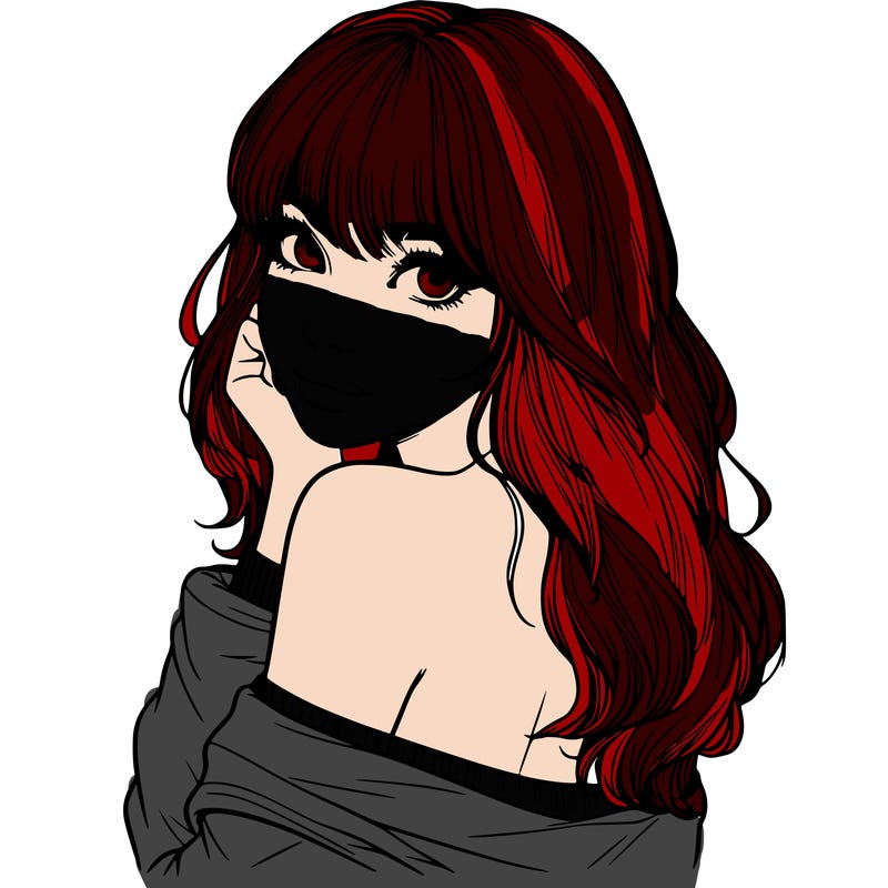 realistic girl with bangs looking over her shoulder