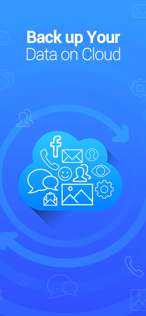 Vaultアプリで、プライベート写真、動画、メッセージのクラウドバックアップ機能を説明するグラフィック。