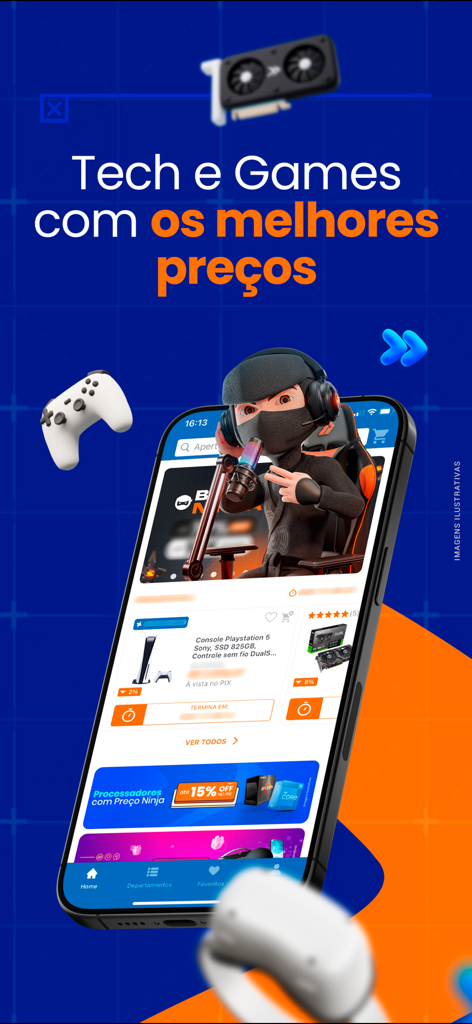 KaBuM! Comprar Online - KaBuM-App-Anzeige mit Tech- und Gaming-Produkten zu Bestpreisen